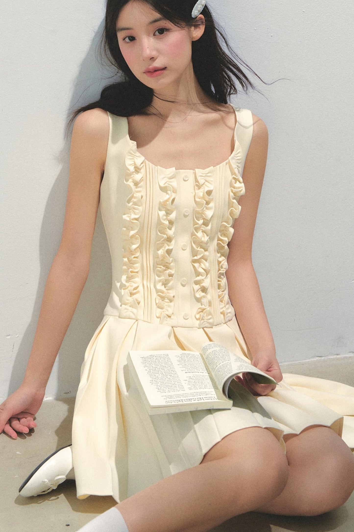 Summer Navy Pleated Dress