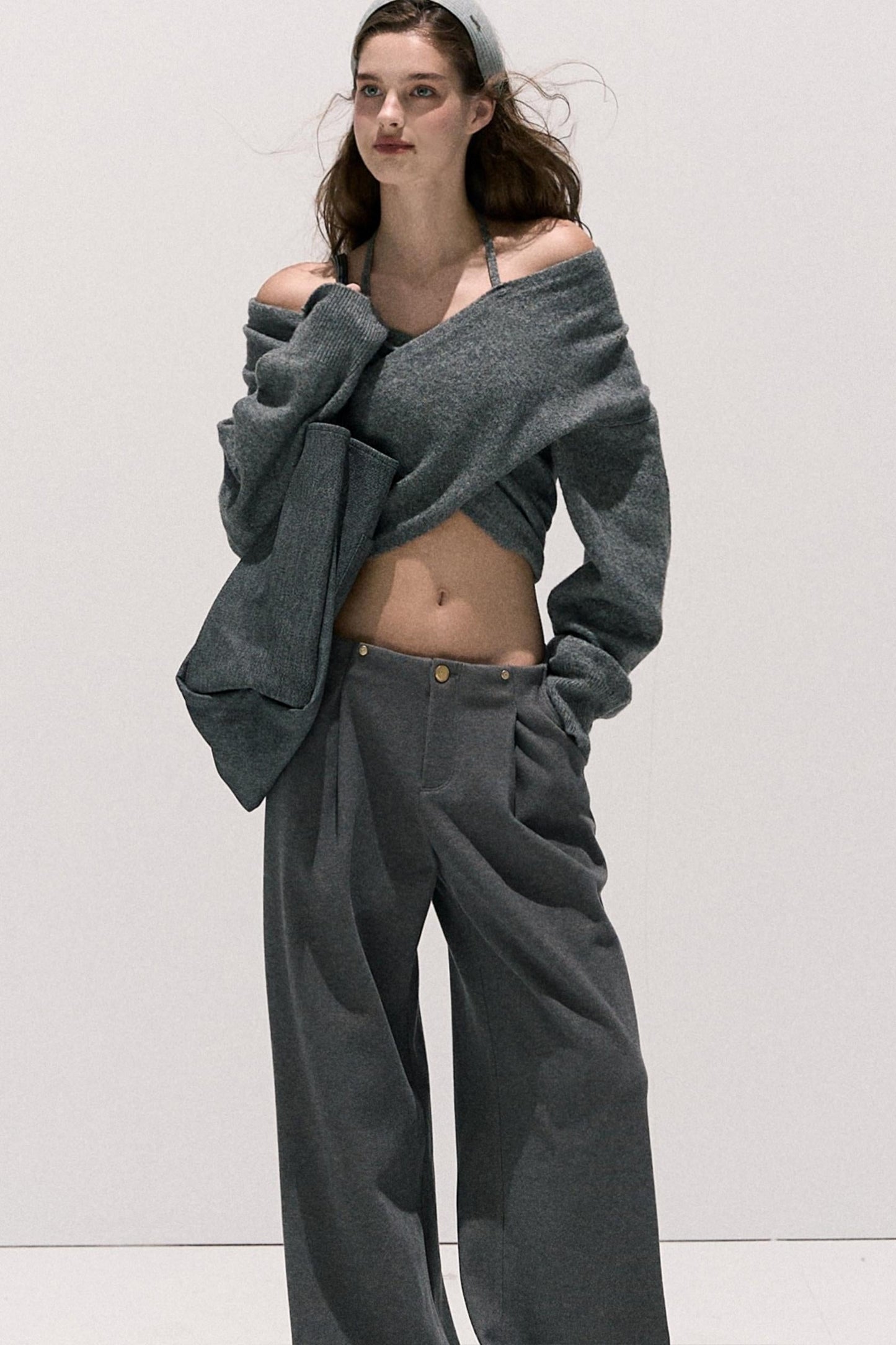 High-Waisted Wool Trousers