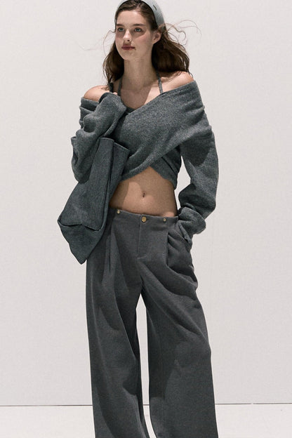 High-Waisted Wool Trousers