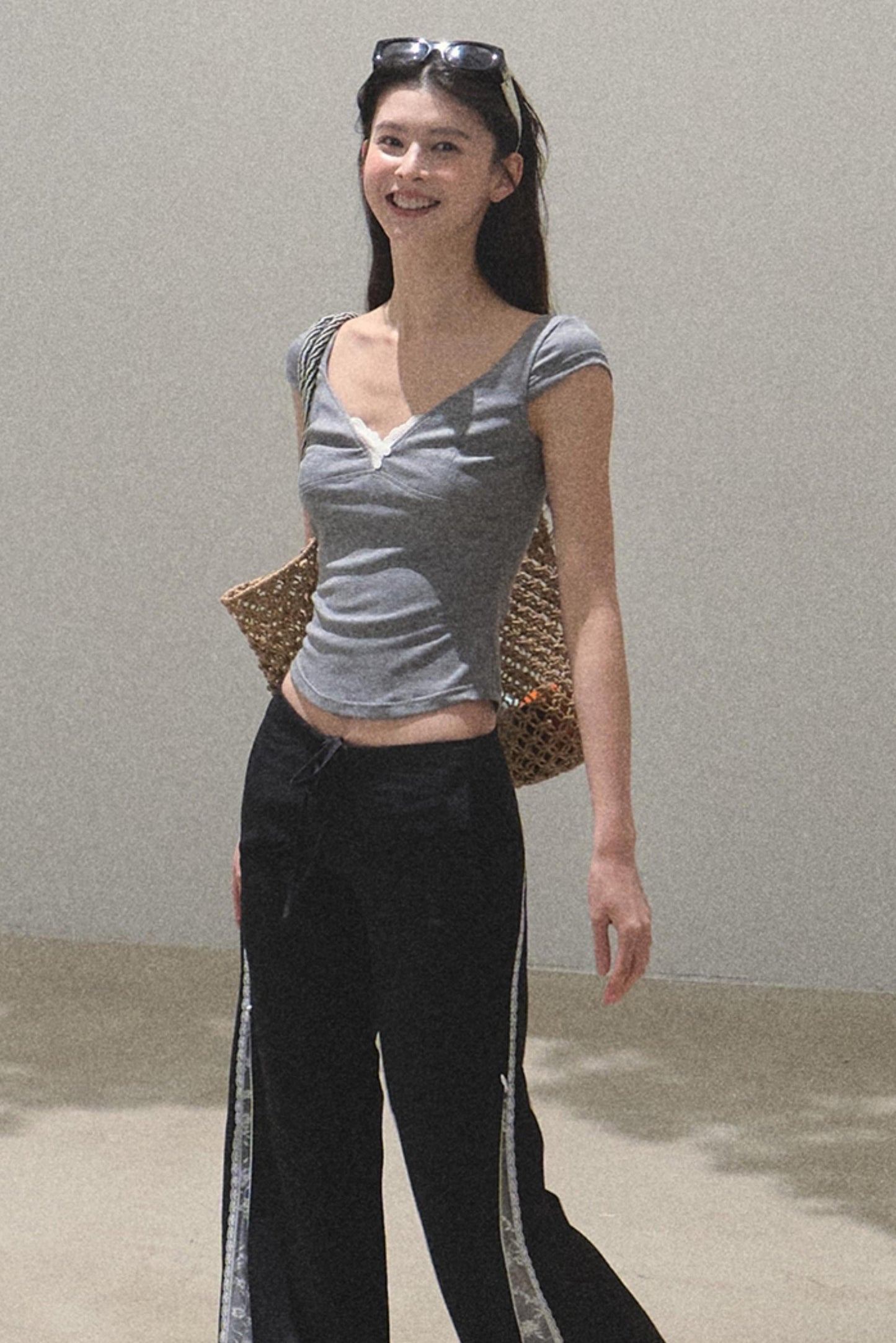 Lace Whisper V-Neck Tee