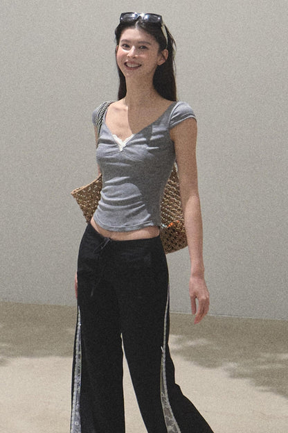 Lace Whisper V-Neck Tee