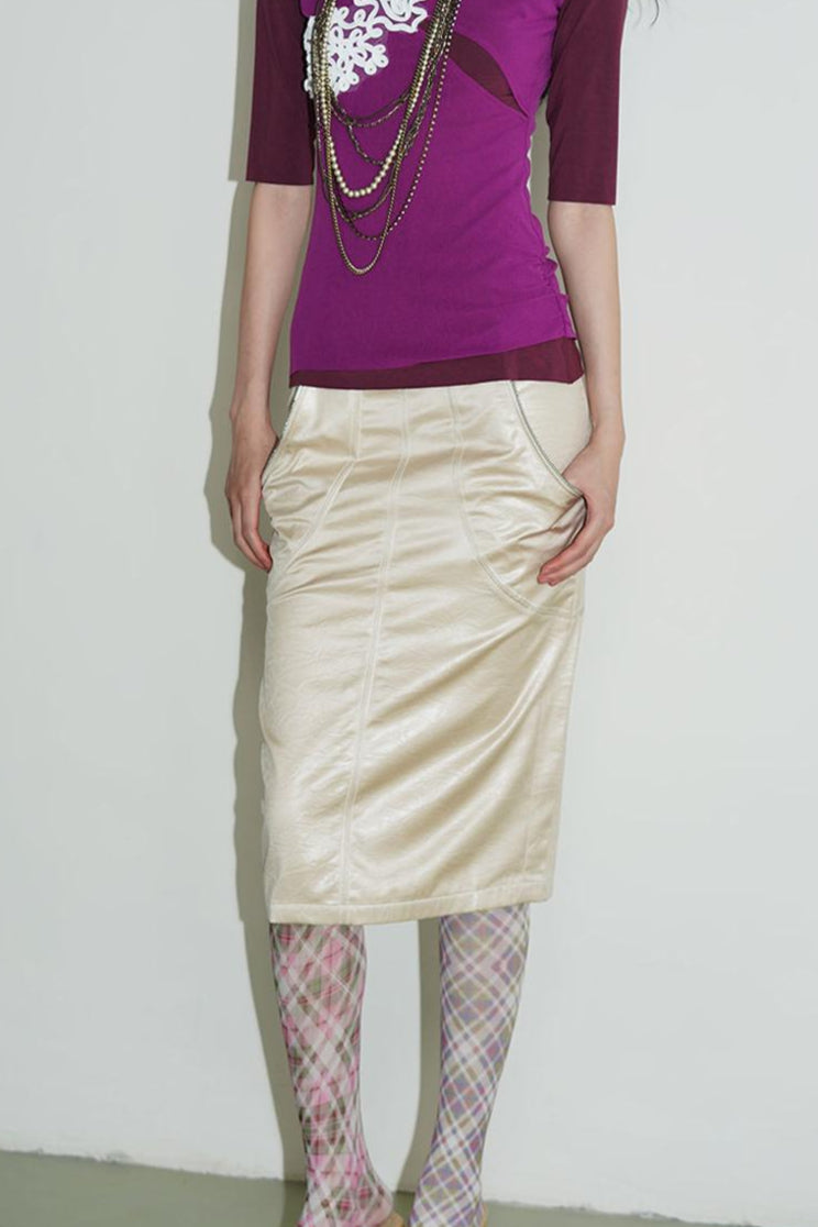 Western Metallic Slim Fit Skirt