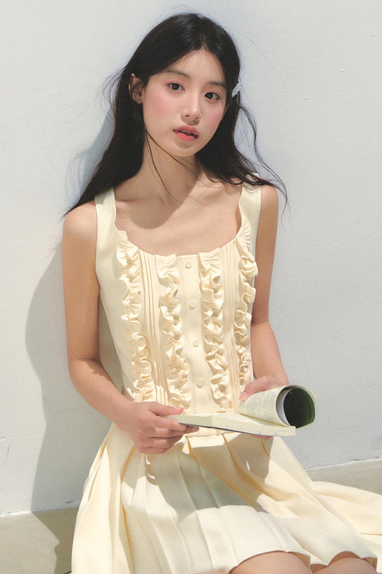 Summer Navy Pleated Dress