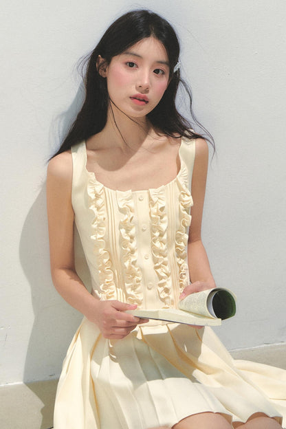 Summer Navy Pleated Dress