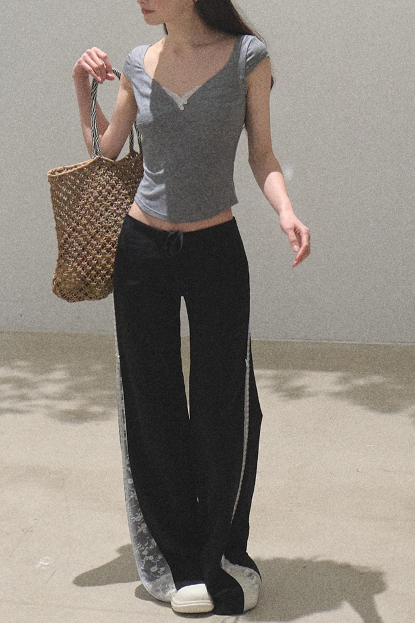 Lace Whisper V-Neck Tee