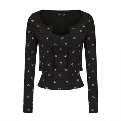 Whimsical Smile Tank & Cardigan Set