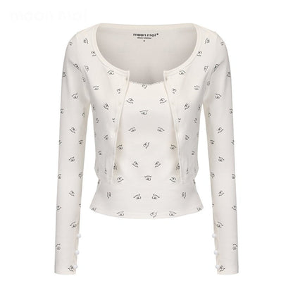 Whimsical Smile Tank & Cardigan Set