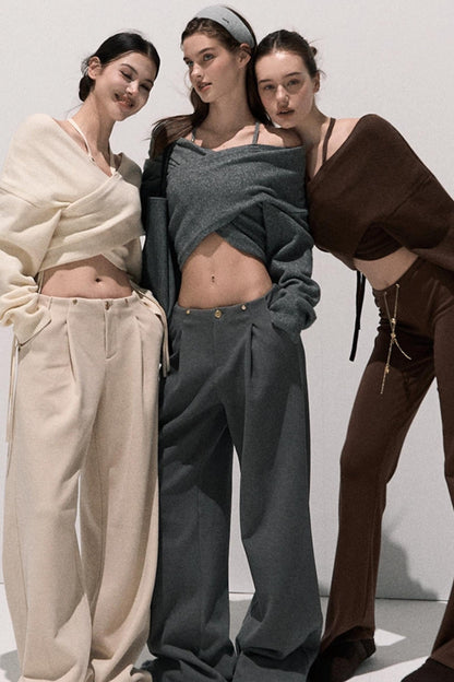 High-Waisted Wool Trousers