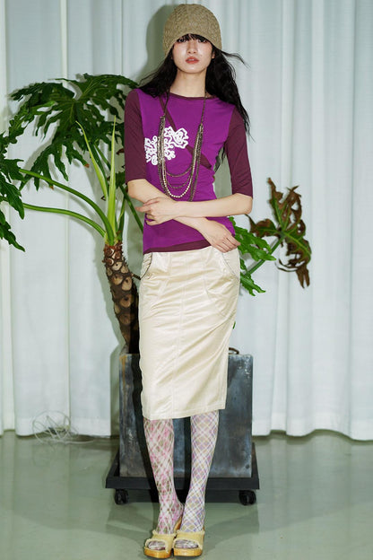 Western Metallic Slim Fit Skirt