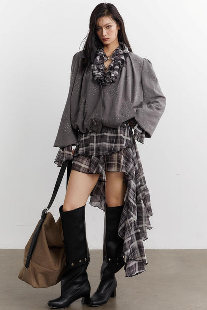 Vintage Disco Bright Diamond Pleated Short Jacket