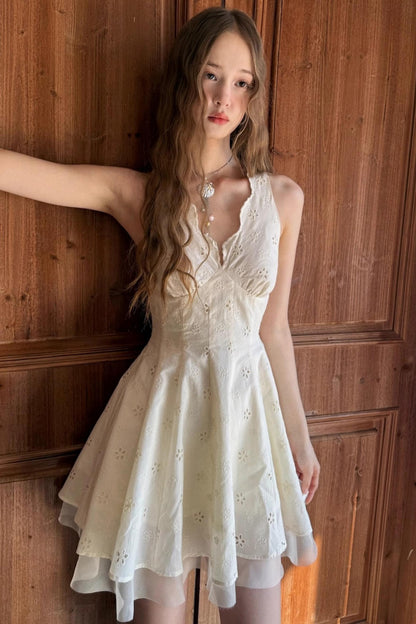 Apricot V-Neck Dress