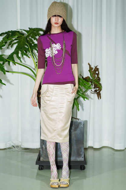 Western Metallic Slim Fit Skirt