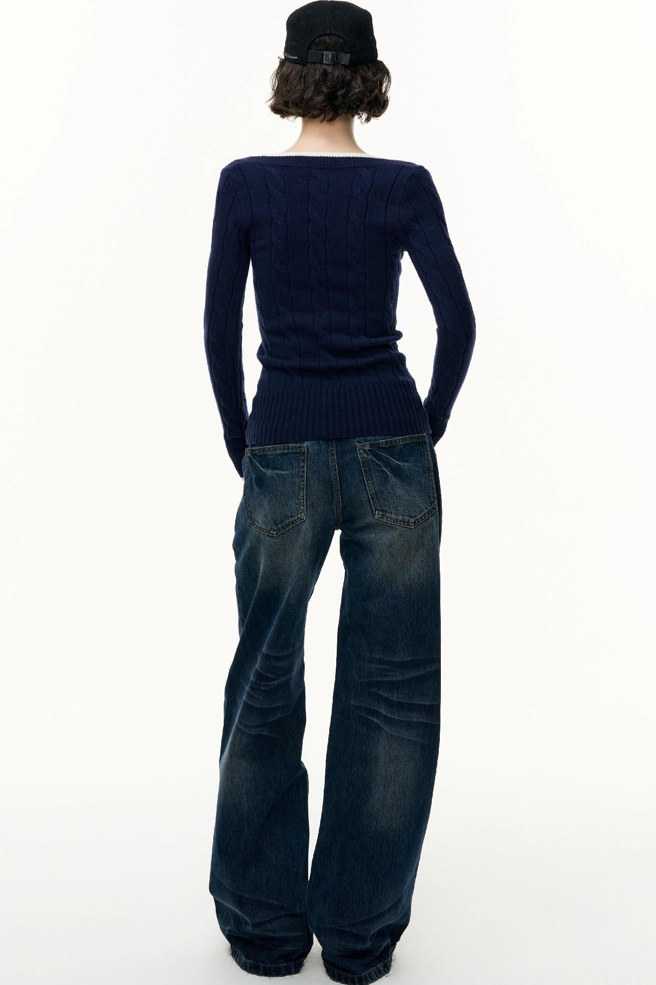 Crew Neck Tencel Wool Knit Sweater