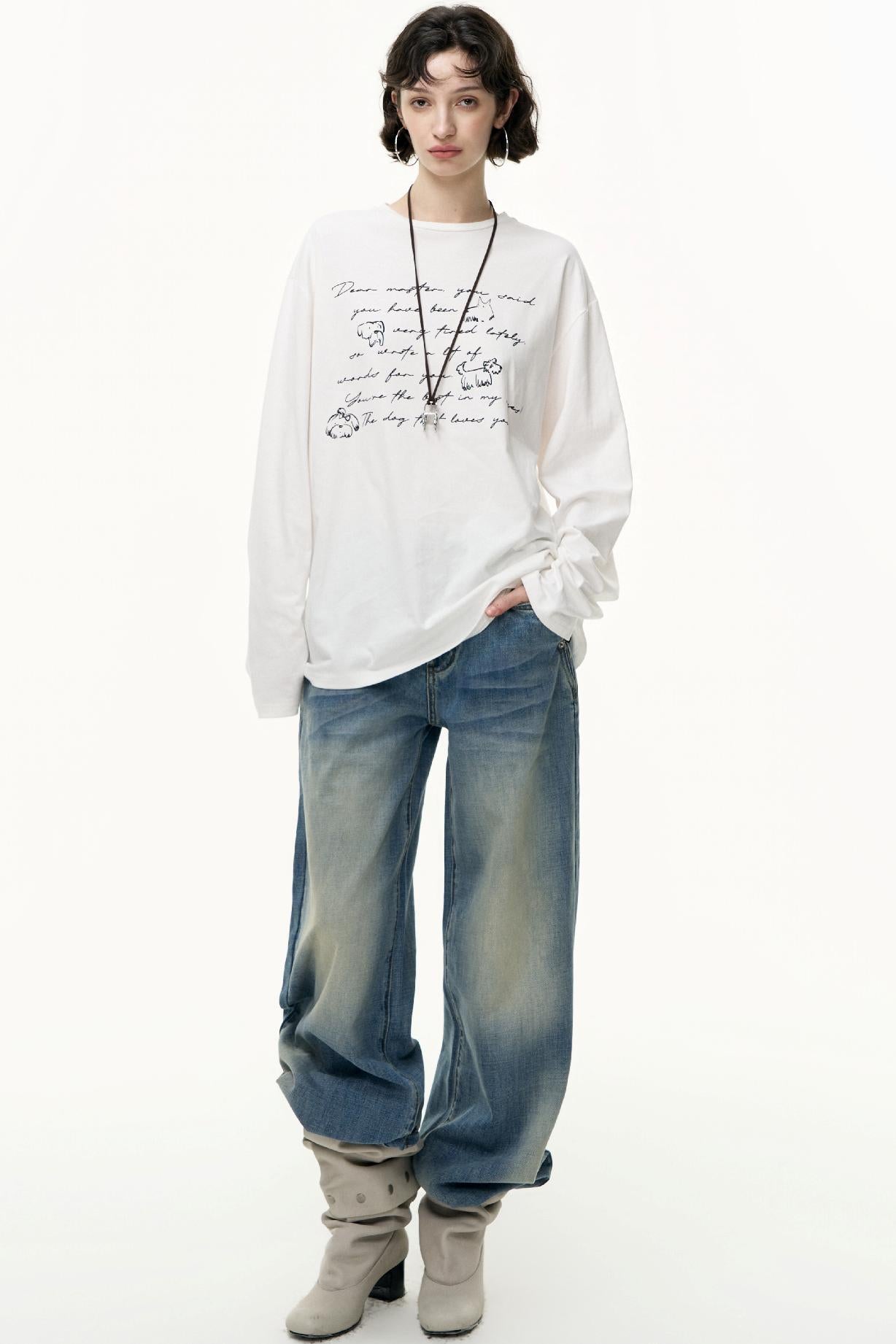 Long Sleeve Relaxed Fit Printed T-Shirt