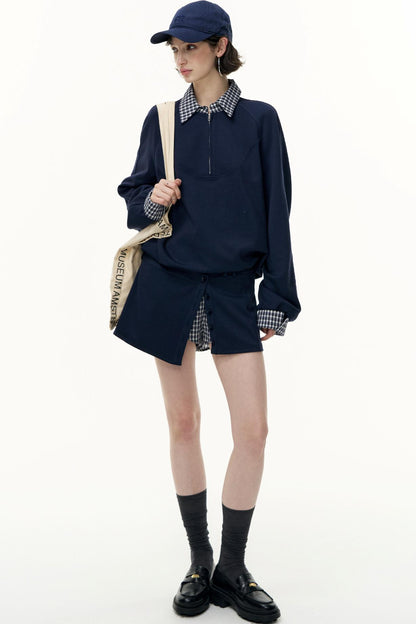 Pullover Sweatshirt Short Skirt Set-Up