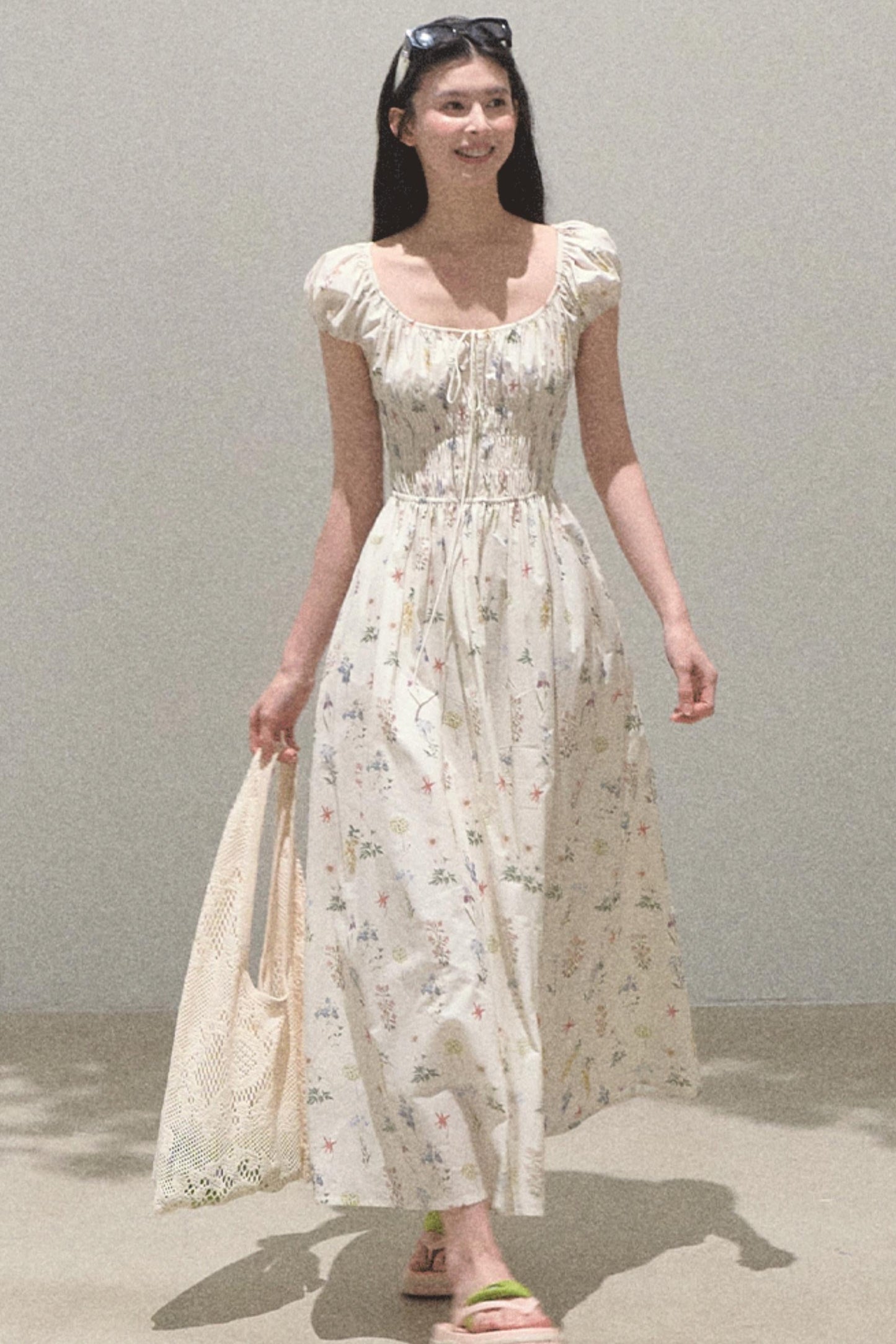 Drawstring Graffiti Dress