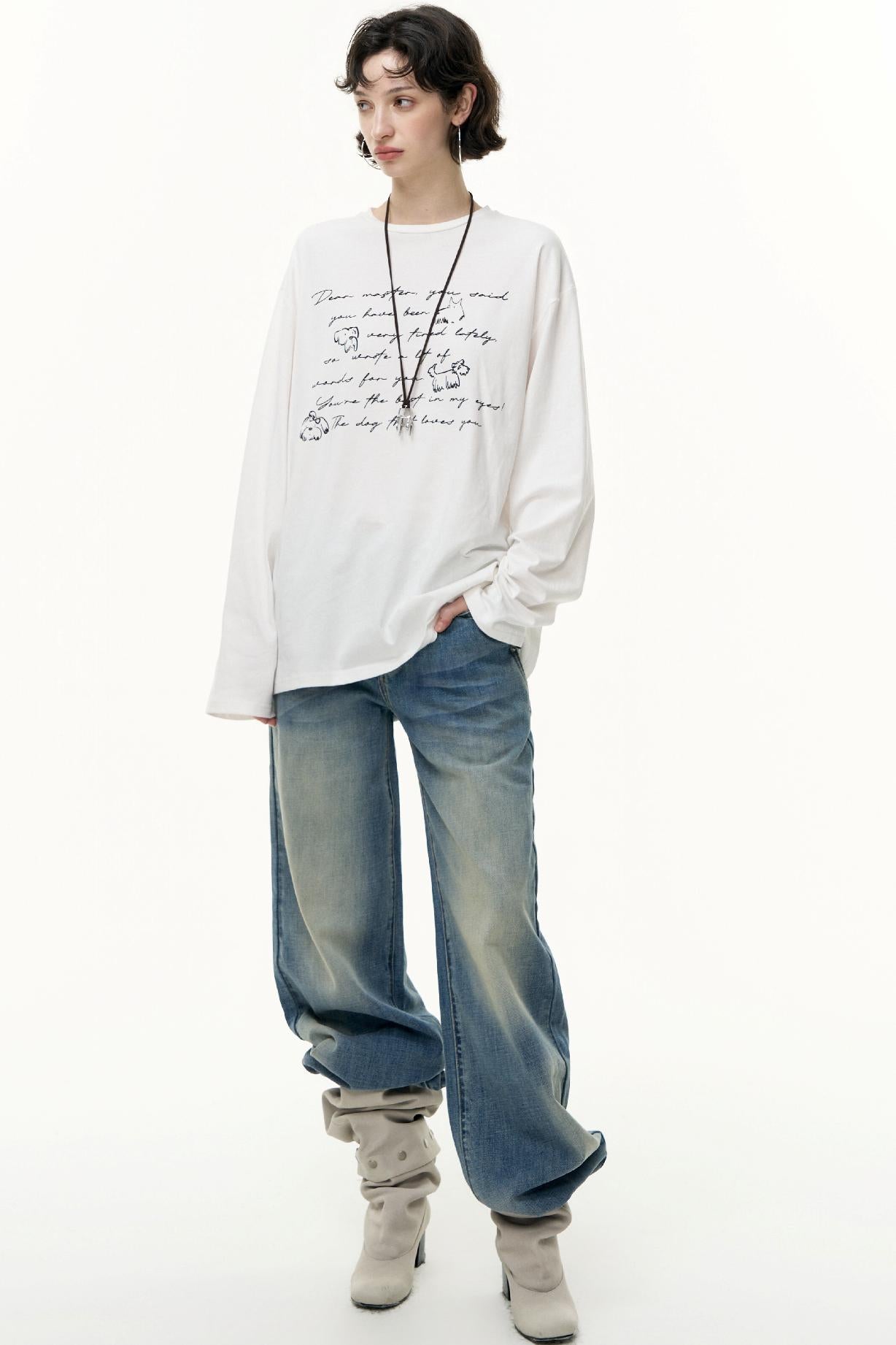 Long Sleeve Relaxed Fit Printed T-Shirt