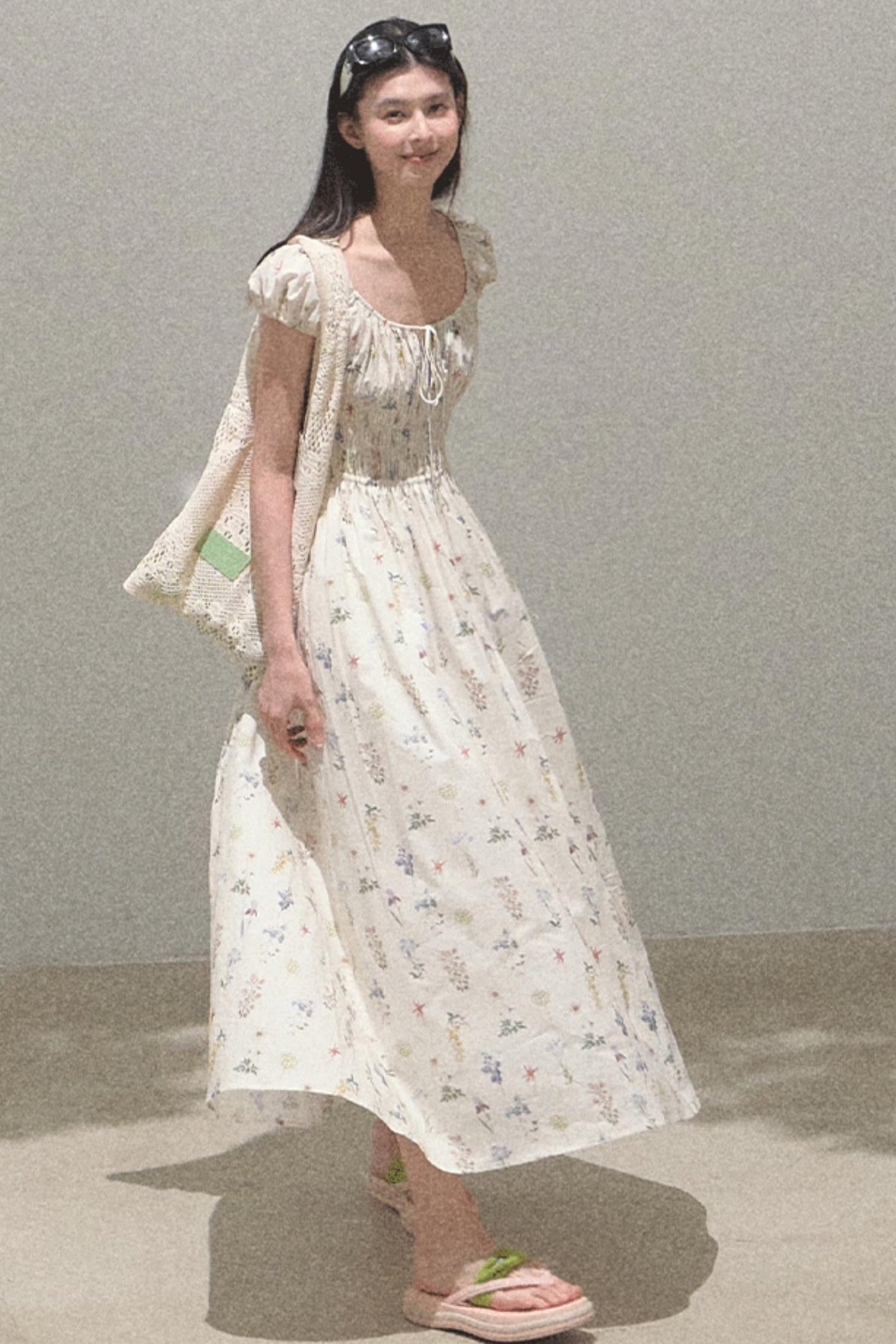 Drawstring Graffiti Dress