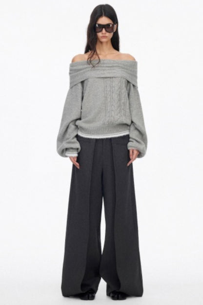 Off-Shoulder Color-Blocked Knit Top