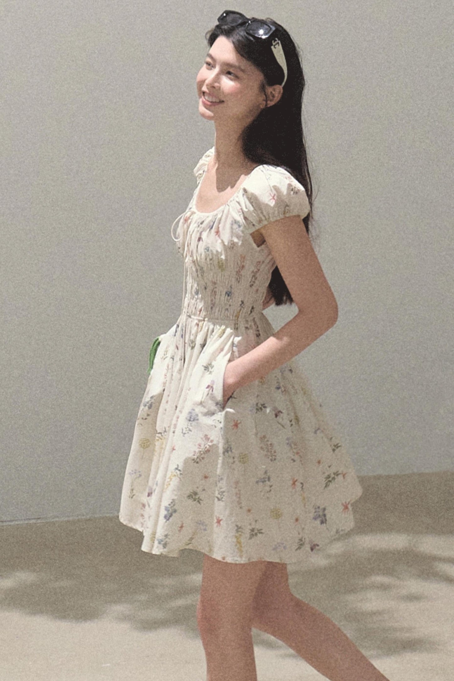 Drawstring Graffiti Dress