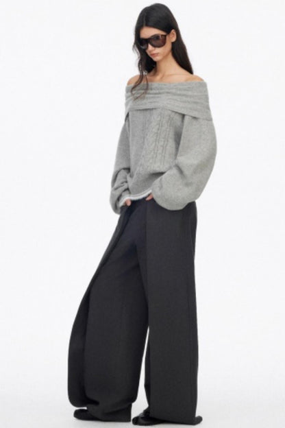 Off-Shoulder Color-Blocked Knit Top