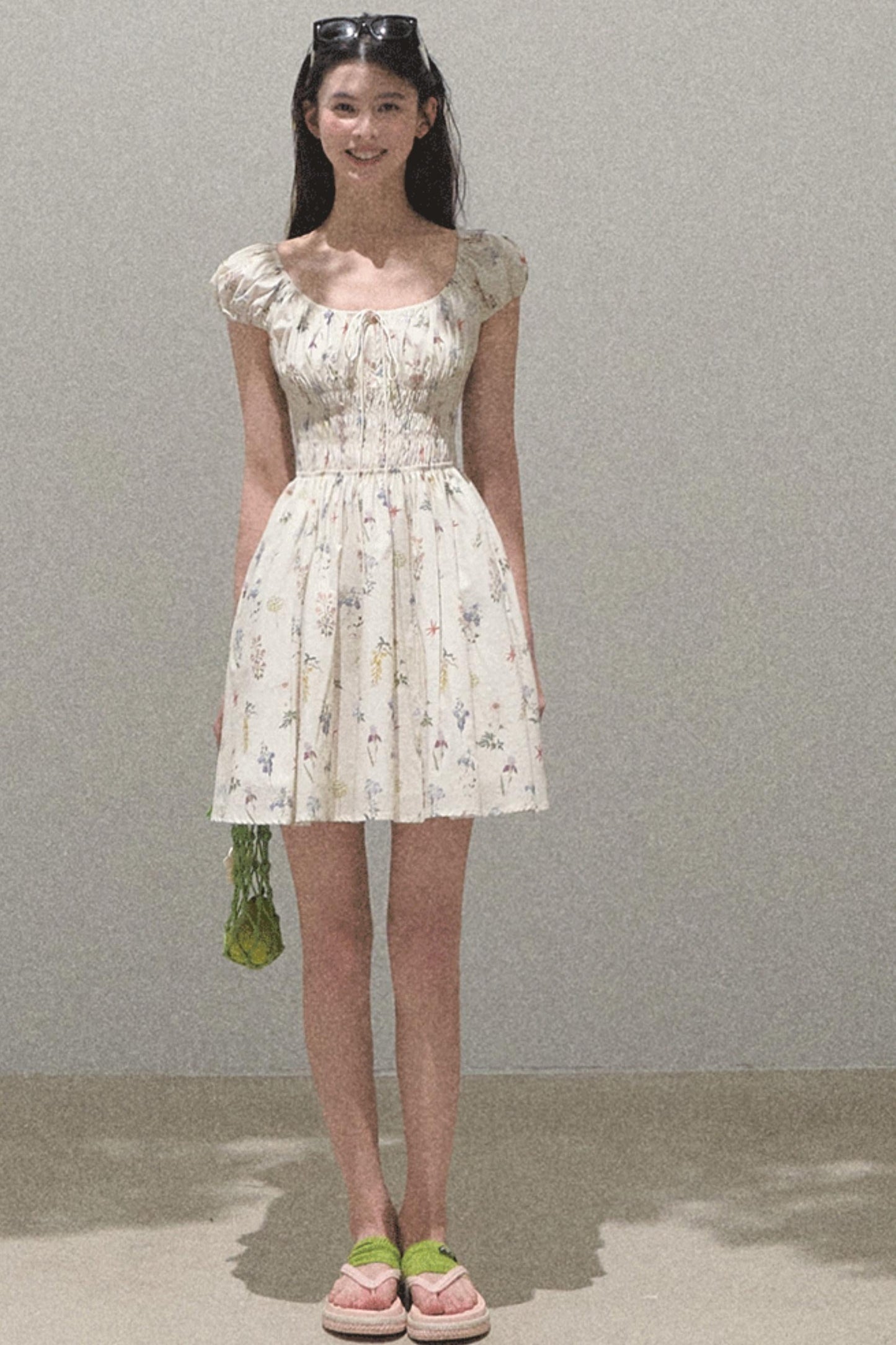 Drawstring Graffiti Dress