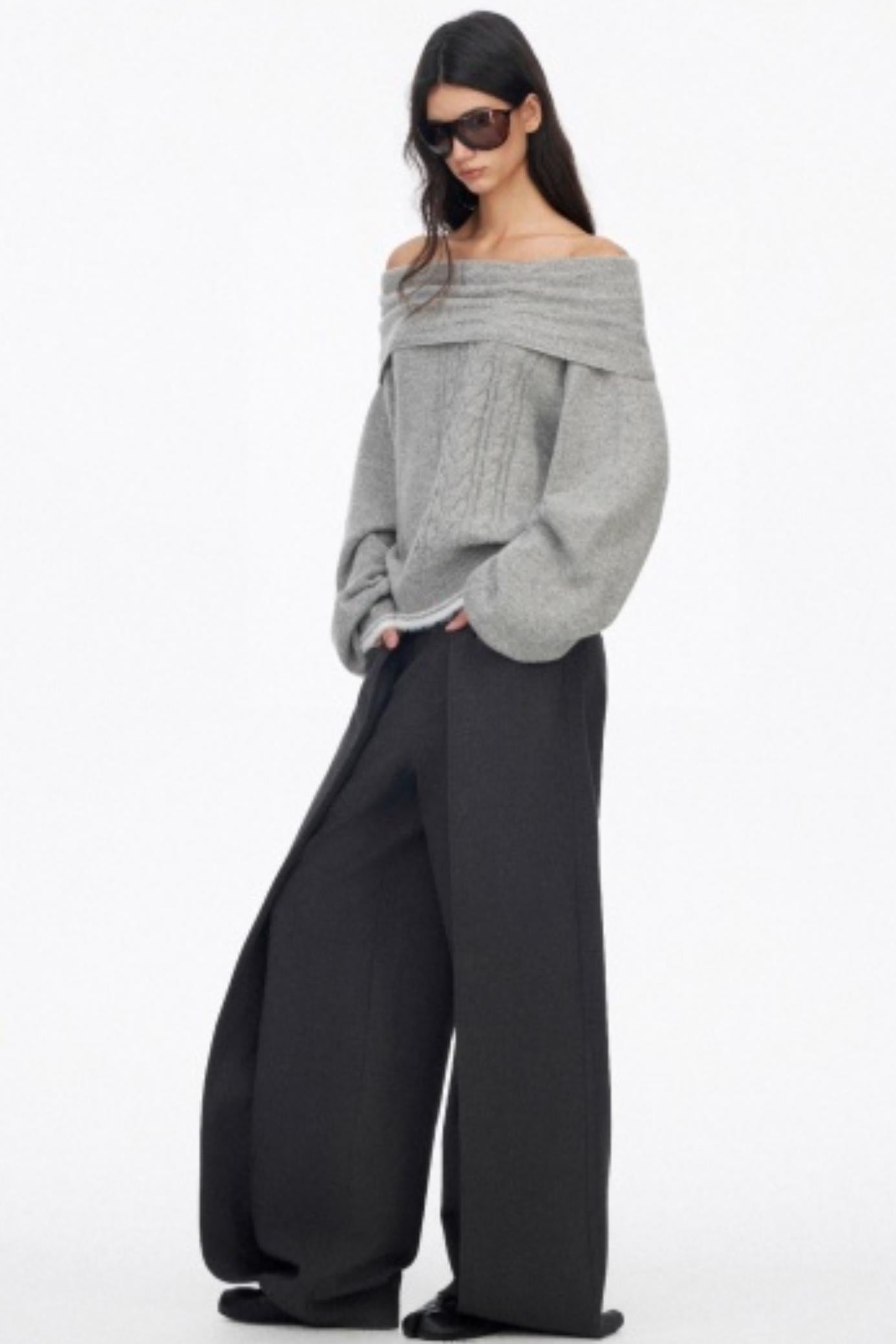 Off-Shoulder Color-Blocked Knit Top