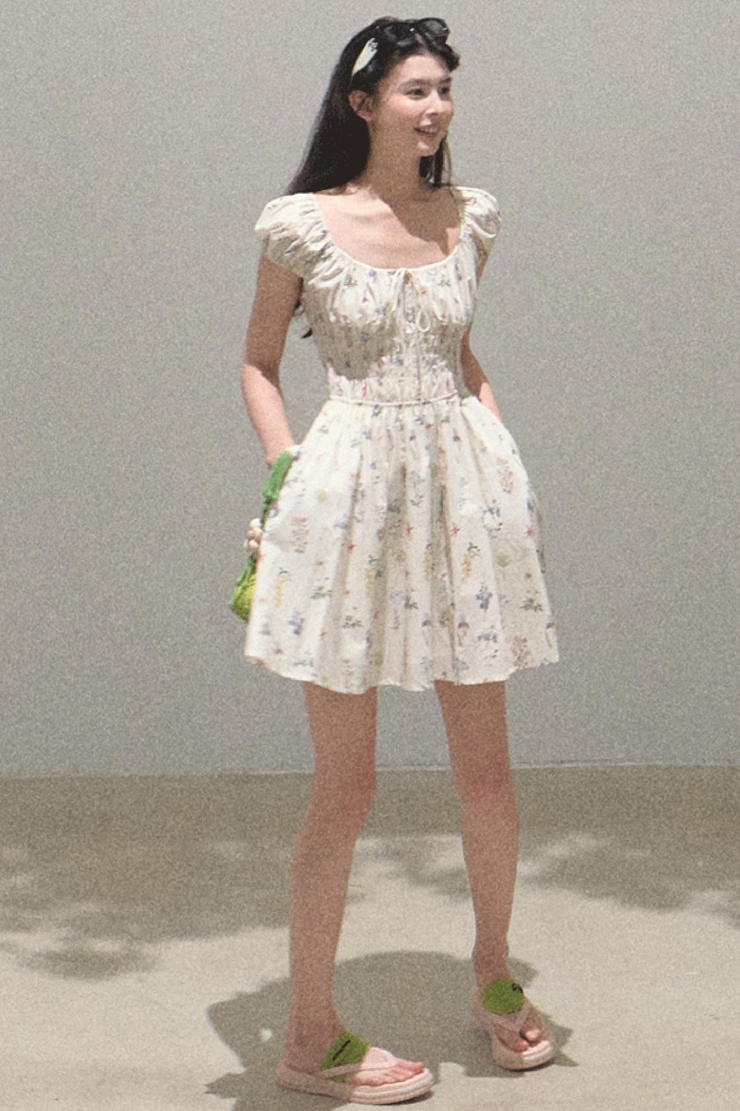 Drawstring Graffiti Dress