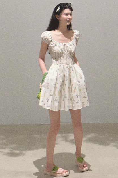 Drawstring Graffiti Dress