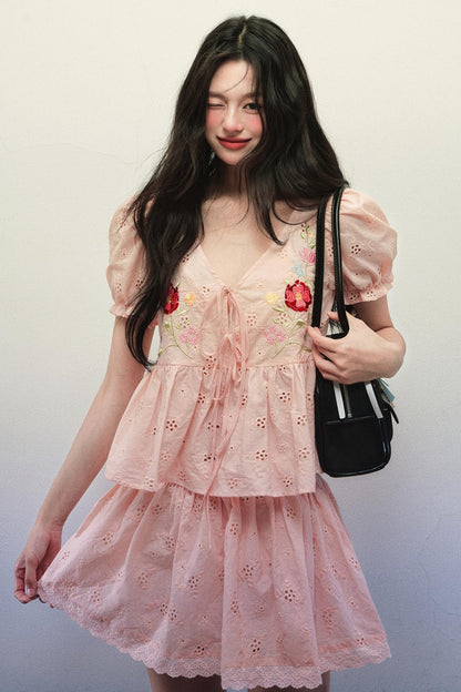 Summer Lace Top Skirt Set-Up