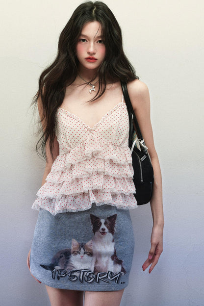 V-Neck Chiffon Skirt Top Set-Up