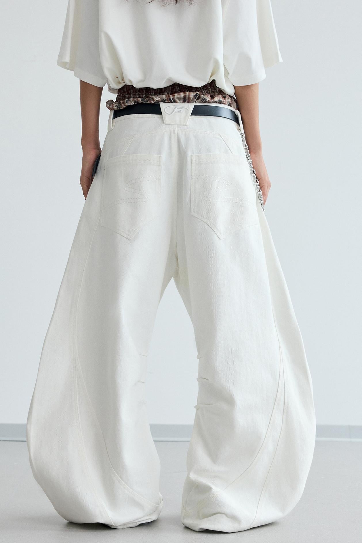 Deconstructed Wide-Leg Pants