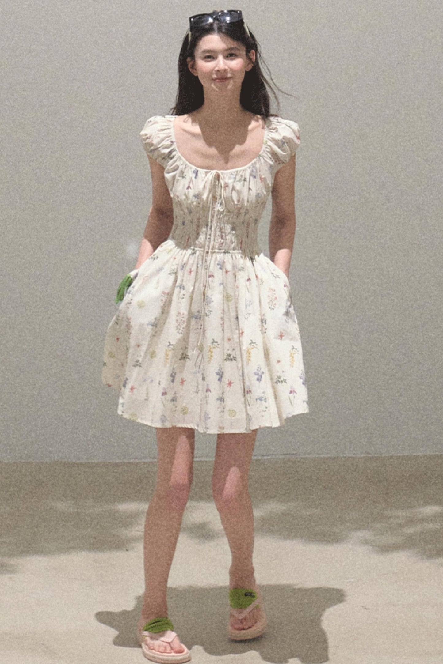 Drawstring Graffiti Dress