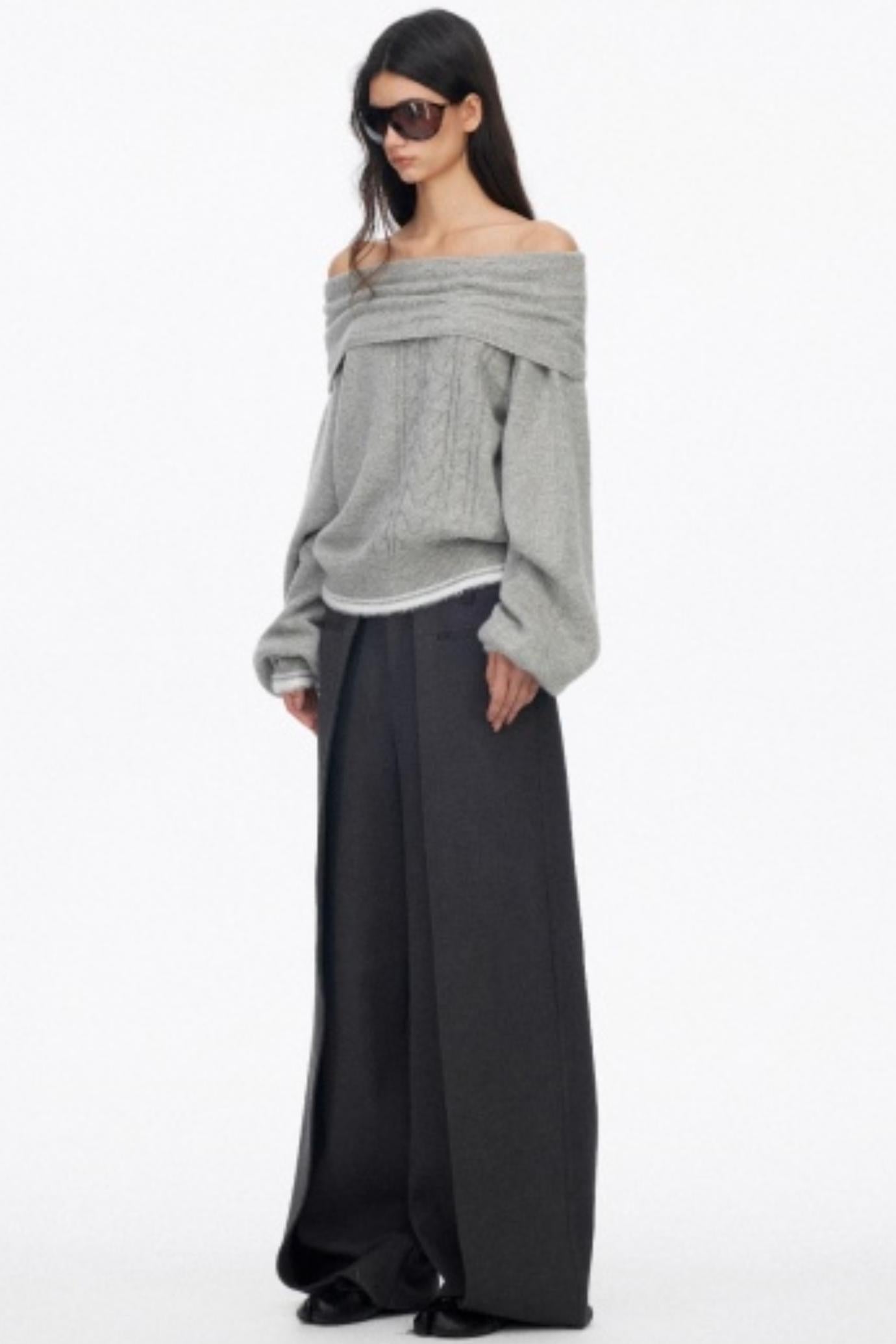 Off-Shoulder Color-Blocked Knit Top