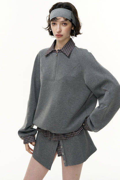 Pullover Sweatshirt Short Skirt Set-Up