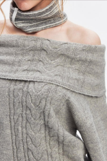 Off-Shoulder Color-Blocked Knit Top