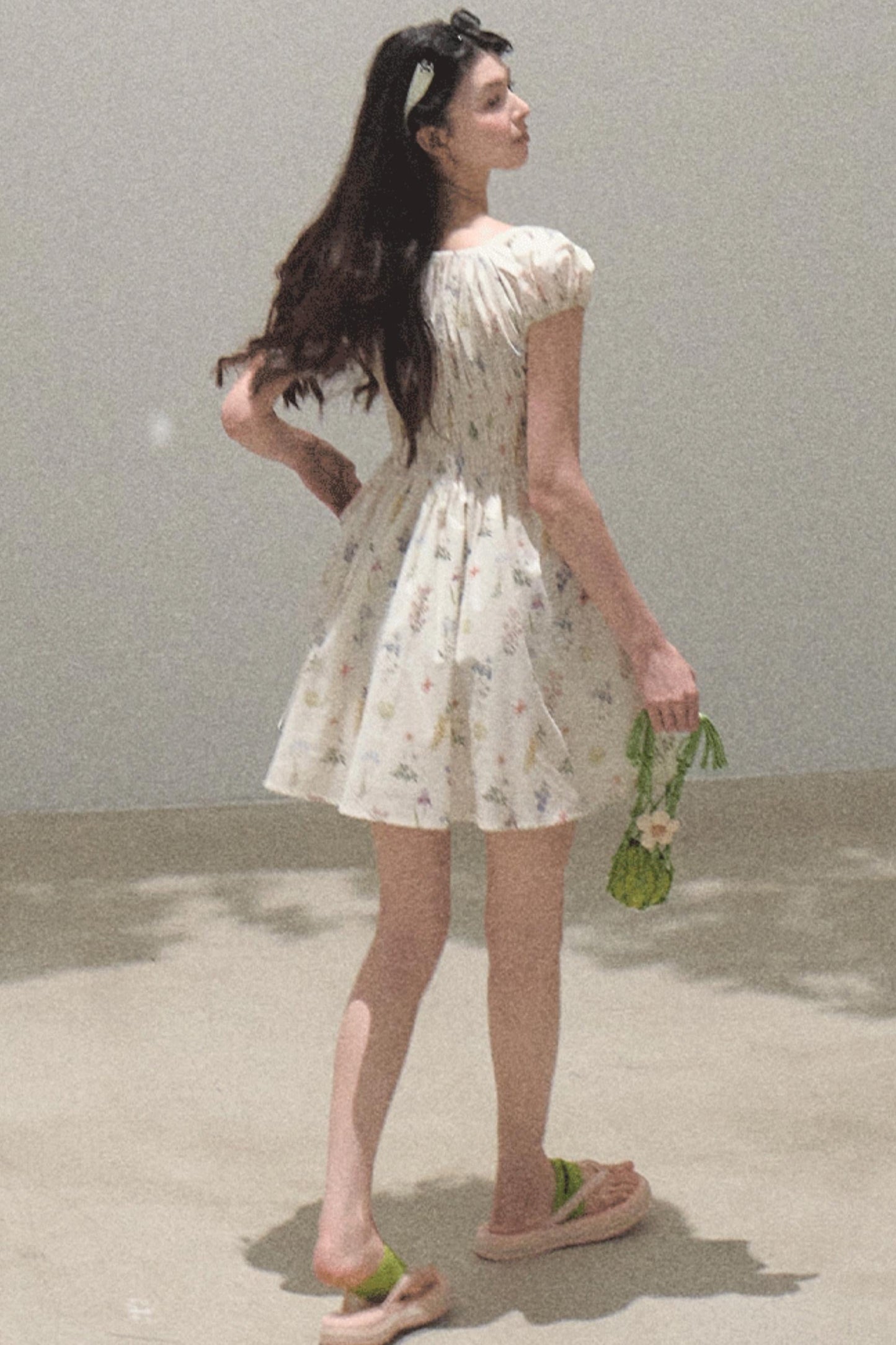 Drawstring Graffiti Dress