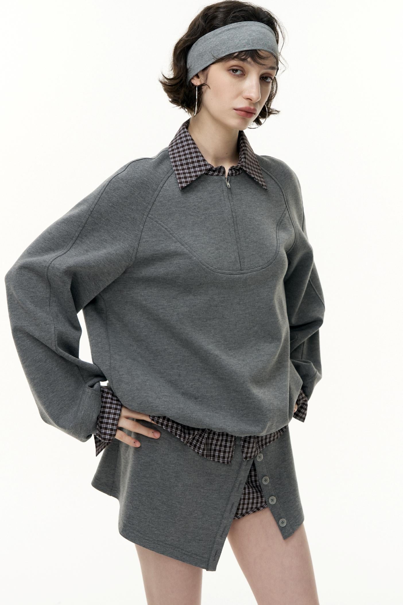 Pullover Sweatshirt Short Skirt Set-Up