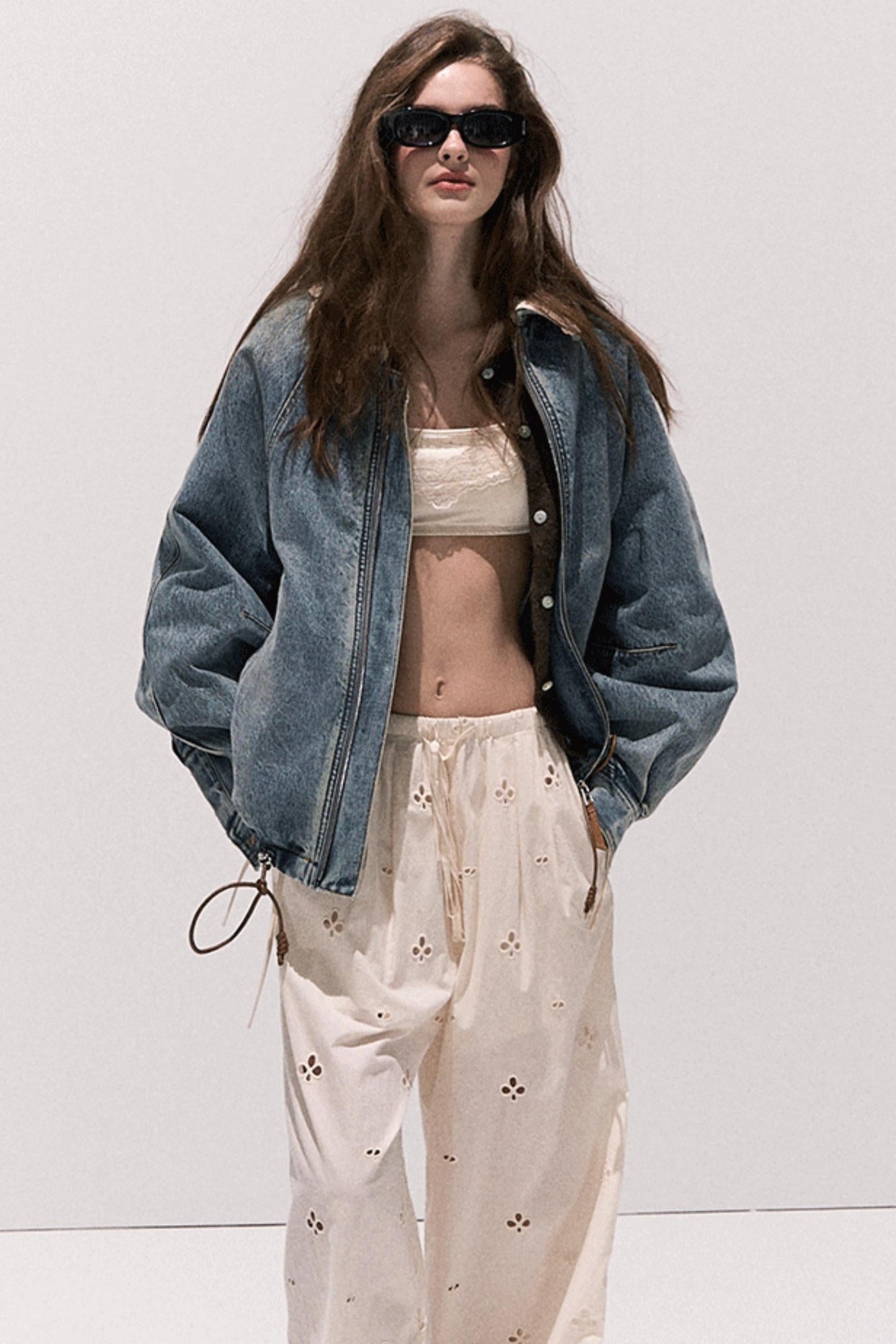 Basic Lace Paneled Stretch Suspender Satin Top