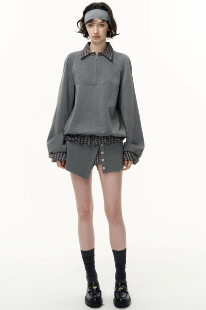 Pullover Sweatshirt Short Skirt Set-Up