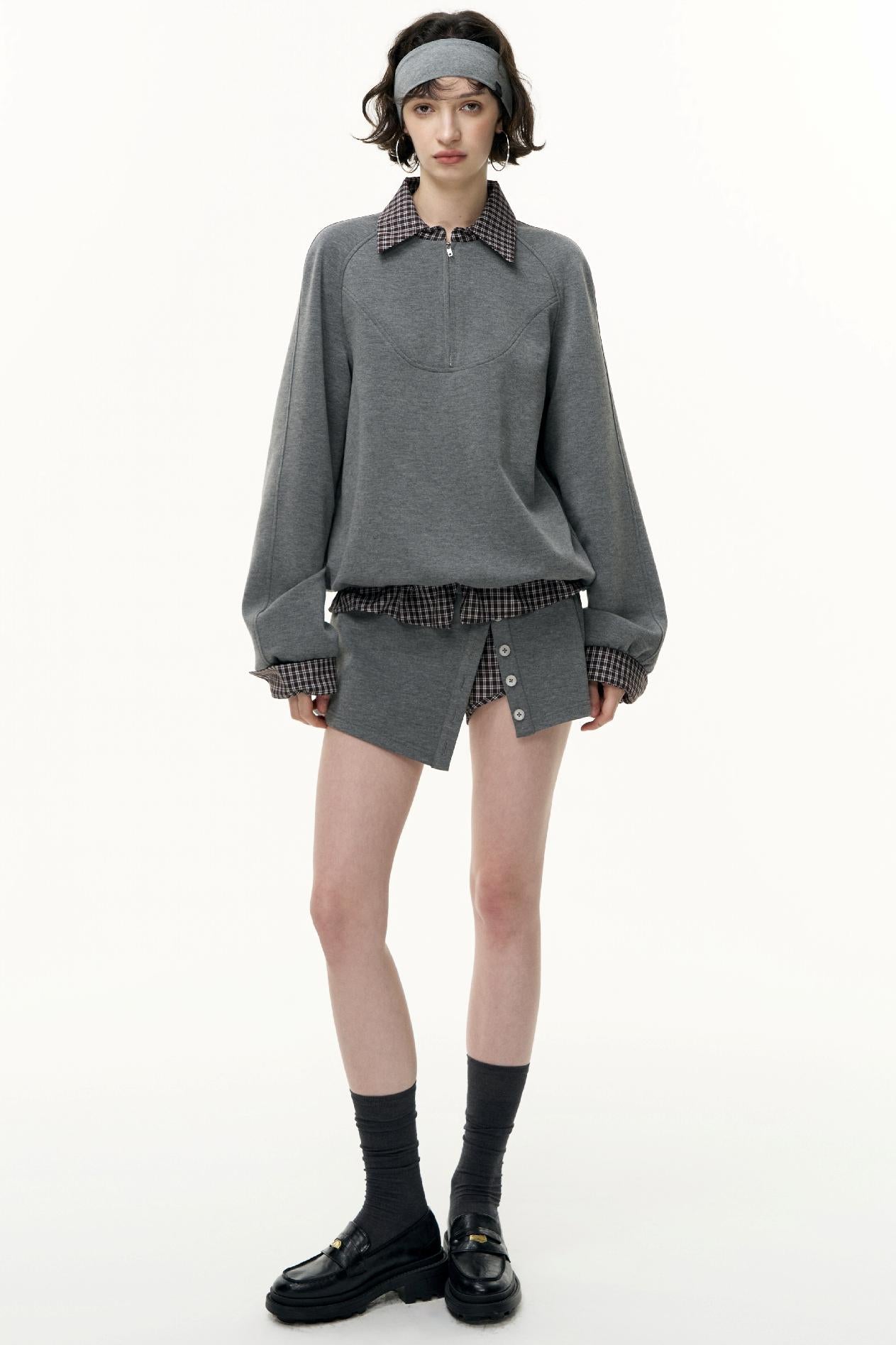 Pullover Sweatshirt Short Skirt Set-Up