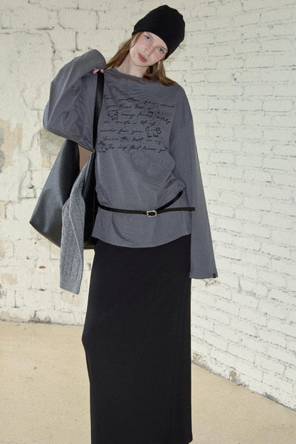 Long Sleeve Relaxed Fit Printed T-Shirt