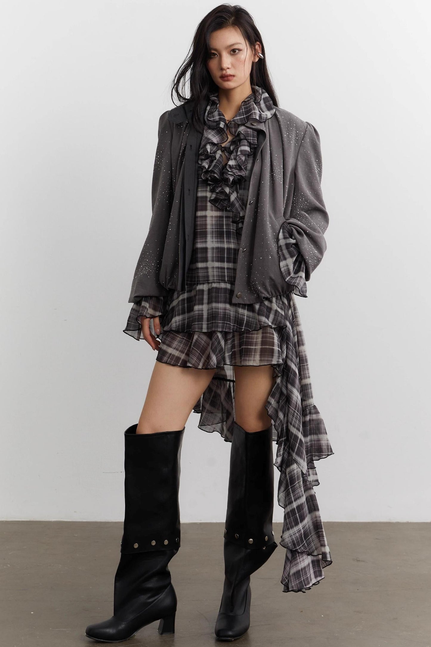 Vintage Disco Bright Diamond Pleated Short Jacket