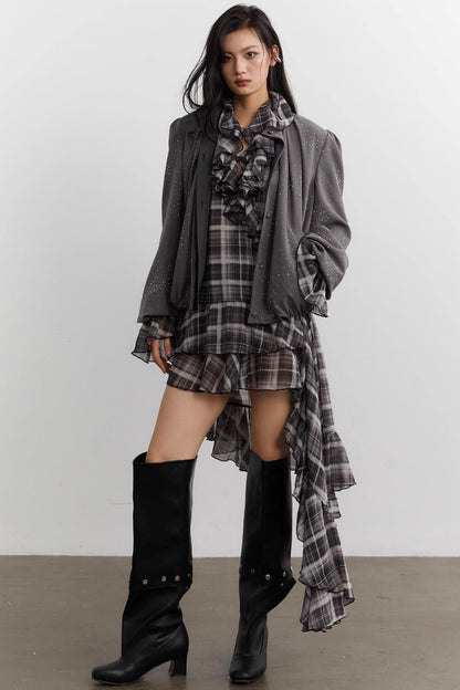 Vintage Disco Bright Diamond Pleated Short Jacket