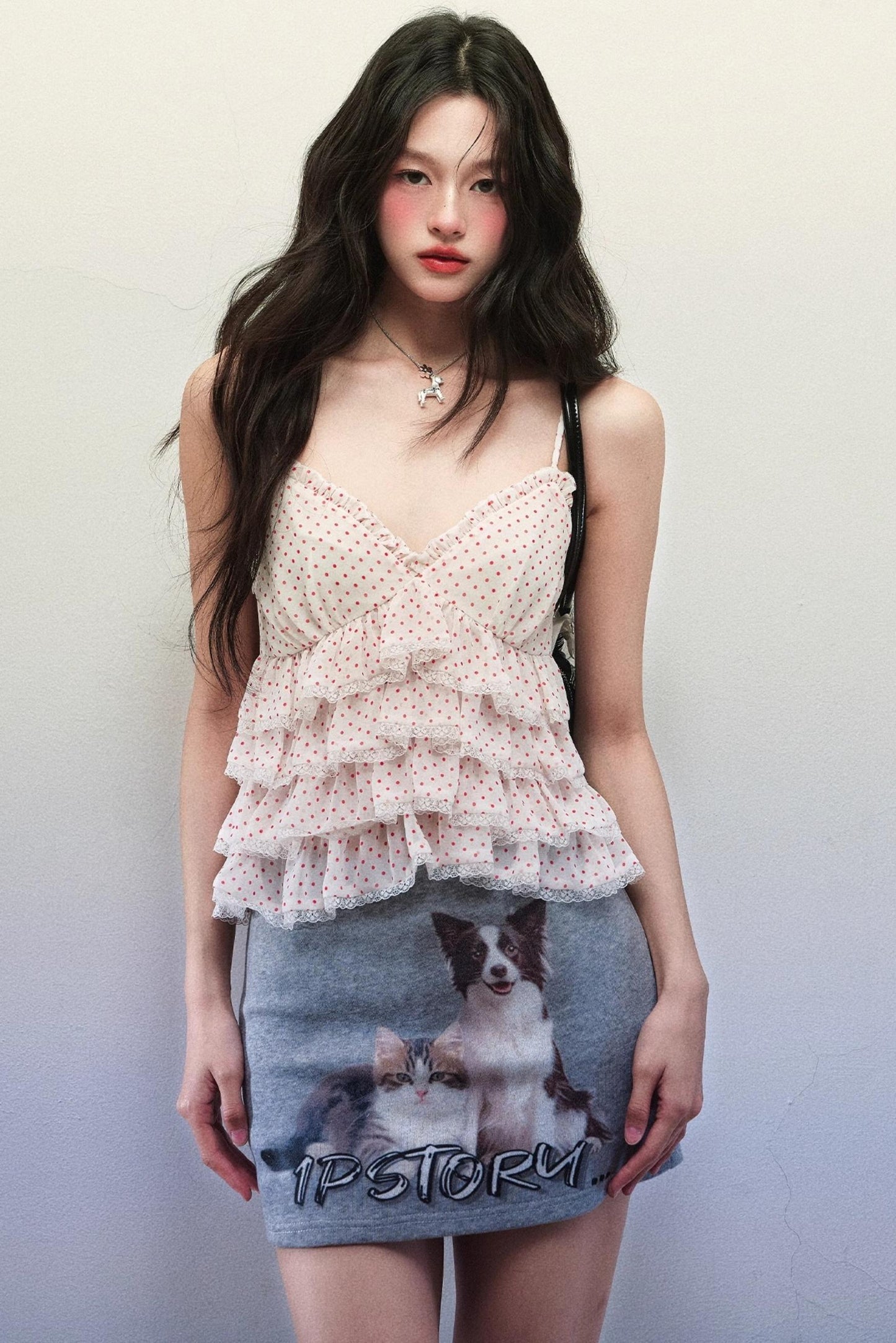 V-Neck Chiffon Skirt Top Set-Up