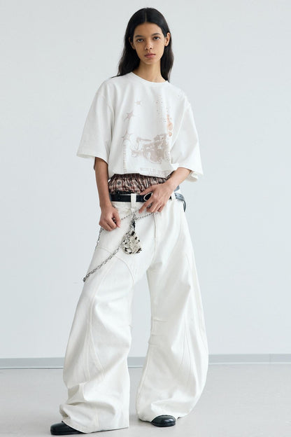 Deconstructed Wide-Leg Pants