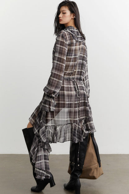 Nomadic Chiffon Plaid Dress
