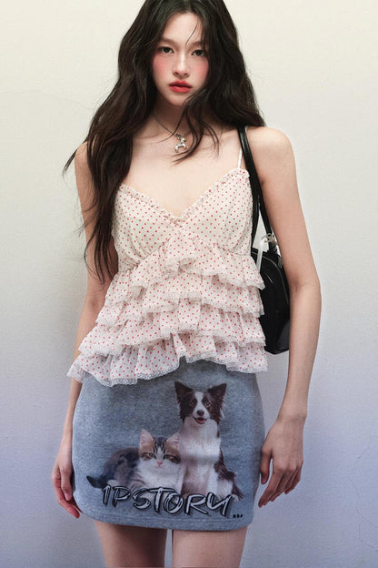 V-Neck Chiffon Skirt Top Set-Up