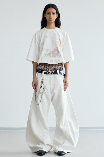 Deconstructed Wide-Leg Pants