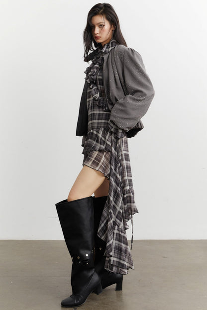 Vintage Disco Bright Diamond Pleated Short Jacket